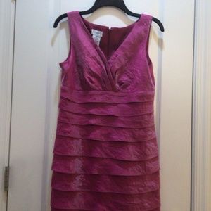 Maggy L womens dress shimmery fuchsia layered ruffles